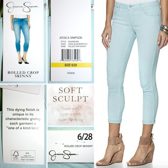 Jessica Simpson Blue Rolled Crop Skinny Jean NWT - Picture 6 of 8